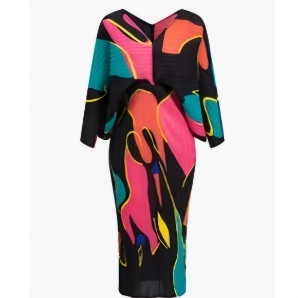 Micas Dresses & Skirts - Batwinged Colorblock Fitted Pleated Dress By MICAS Size Small